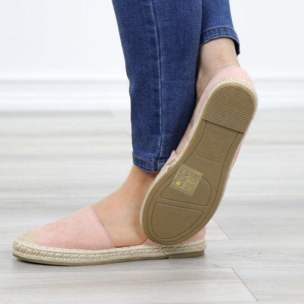 Rose Vegan Suede Flat Slip On Loafer Espadrille - Picture 3 of 12
